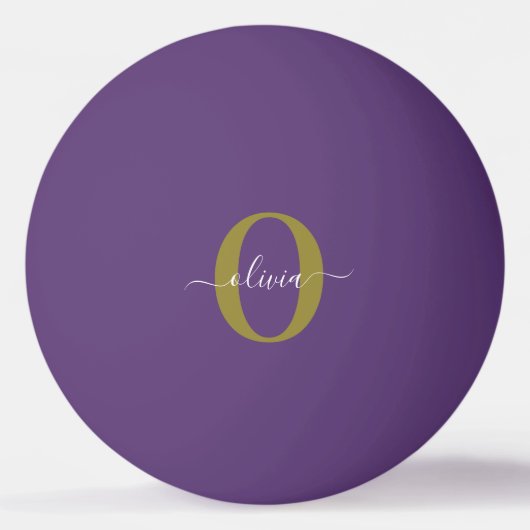 Lila Name für Monogramm-Skripte Tischtennisball (Vorderseite)