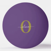 Lila Name für Monogramm-Skripte Tischtennisball (Rückseite)