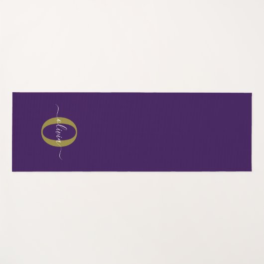 Lila Name für Monogramm-Skripte Yogamatte (Vorderseite (Horizontal))