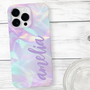 Lila Name holografische pastellfarbene Regenbogenf Case-Mate iPhone 14 Pro Max Hülle