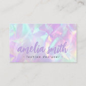 Lila Name holografische pastellfarbene Regenbogenf Visitenkarte (Vorderseite)