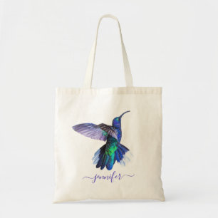 Lila Name Hummingbird Personalisiert Tragetasche