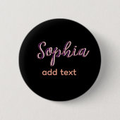 lila Name Mädchen Chef Schwarz Button (Vorderseite)