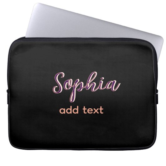 lila Name Mädchen Chef Schwarz Laptopschutzhülle (Vorderseite)