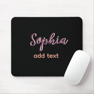 lila Name Mädchen Chef Schwarz Mousepad