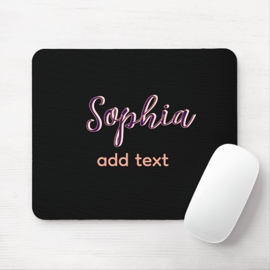 lila Name Mädchen Chef Schwarz Mousepad (Mit Mouse)