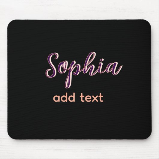 lila Name Mädchen Chef Schwarz Mousepad (Vorne)