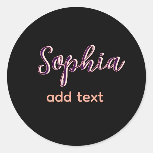 lila Name Mädchen Chef Schwarz Runder Aufkleber (Vorderseite)