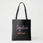 lila Name Mädchen Chef Schwarz Tasche (Vorderseite)