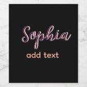 lila Name Mädchen Chef Schwarz Weinetikett (Einzelnes Label)