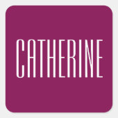 Lila Name Quadratischer Aufkleber (Vorderseite)