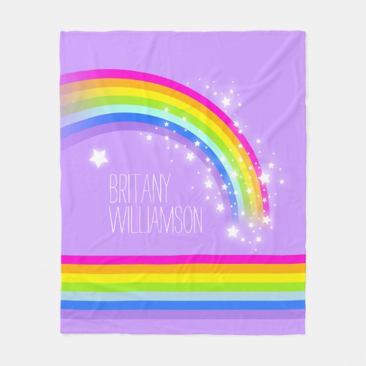 Lila Name Regenbogensterne Fleecedecke (Vorderseite)