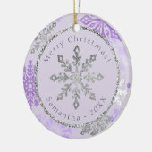 Lila Name Snowflake Personalisiert Keramik Ornament (Links)