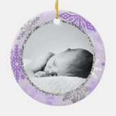 Lila Name Snowflake Personalisiert Keramik Ornament (Hinten)
