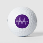 Lila Name und moderne Monogramme Golfball (Vorderseite)