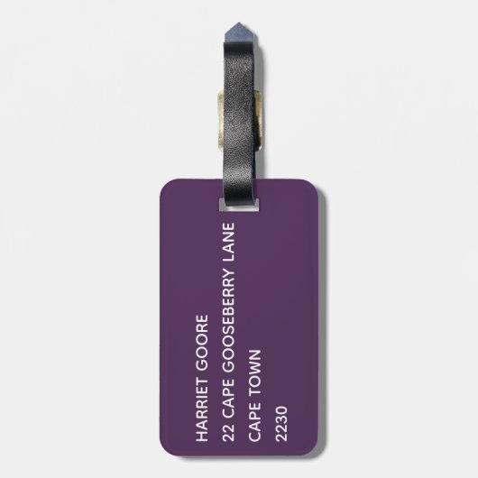 Lila Name von Blue John Gepäckanhänger (Rückseite vertikal)