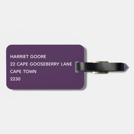 Lila Name von Blue John Gepäckanhänger (Rückseite horizontal)