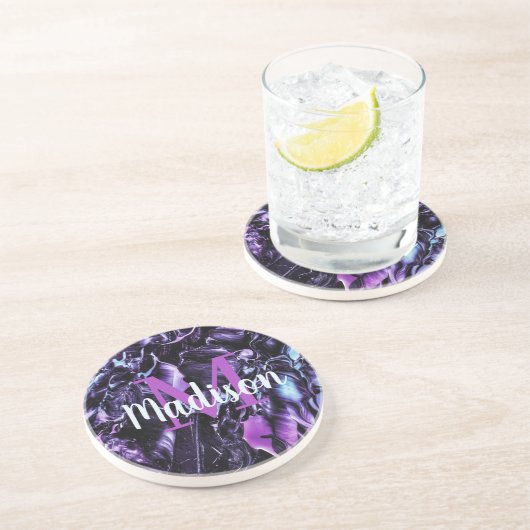 Lila Namensschilder für benutzerdefinierte Marmor  Getränkeuntersetzer (Seite)