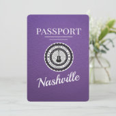 Lila Nashville Passport Save the Date (Stehend Vorderseite)