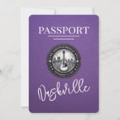 Lila Nashville Passport Wedding Einladung (Rückseite)
