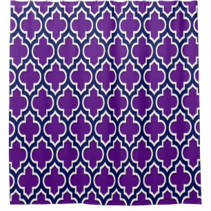 Lila Navy Blau Weiß XL Marokkanisch #4DS Duschvorhang
