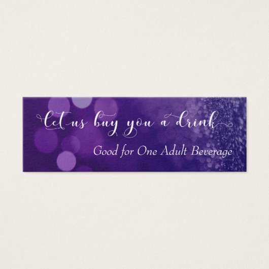 Lila Navy Ombre Glitzer Bokeh Mini Drink Ticket (Vorderseite)