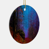 Lila Nebel aus gestrichenem Wald Keramik Ornament (Rechts)