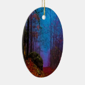 Lila Nebel aus gestrichenem Wald Keramik Ornament (Rechts)