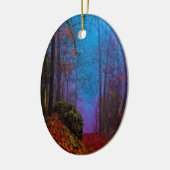 Lila Nebel aus gestrichenem Wald Keramik Ornament (Links)