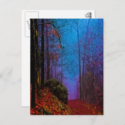 Lila Nebel aus gestrichenem Wald Postkarte (Vorne/Hinten)