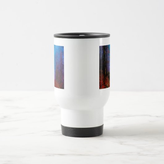 Lila Nebel aus gestrichenem Wald Reisebecher (Mittel)