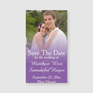 Lila Nebel-Foto, das Save the Date Wedding ist Magnetkarte