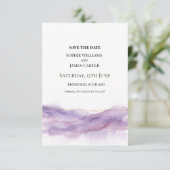 Lila-Nebel-Hochzeit Save The Date (Stehend Vorderseite)