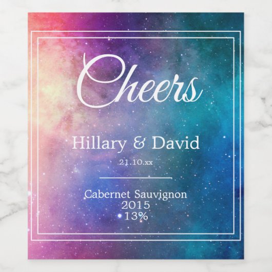 Lila Nebelwolken-Hochzeit Weinetikett (Einzelnes Label)