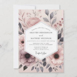 Lila neblige Florale Hochzeit Einladung