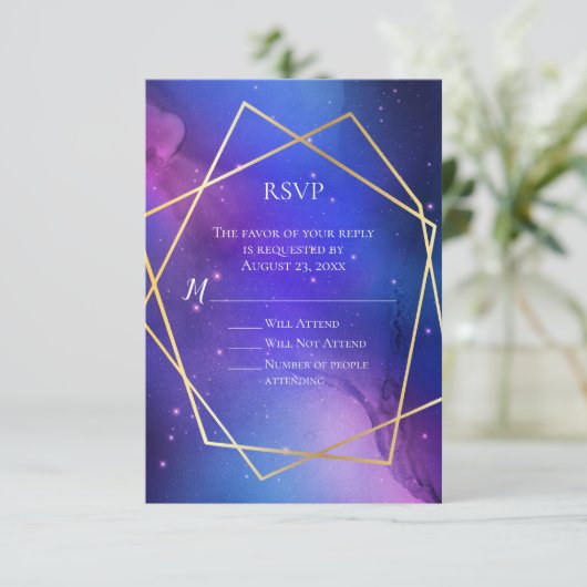 Lila Nebula Celestial Art Geometric Gold UAWG Einladung (Stehend Vorderseite)