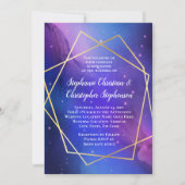Lila Nebula Celestial Art Geometric Gold Wedding Einladung (Vorderseite)