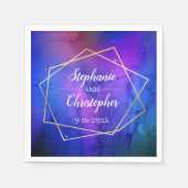 Lila Nebula Celestial Art Geometric Gold Wedding Serviette (Vorderseite)