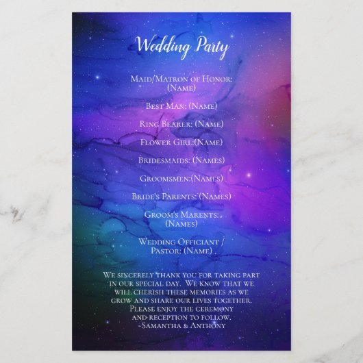 Lila Nebula Celestial Art Weltraum Hochzeit (Rückseite)