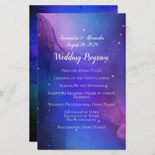 Lila Nebula Celestial Art Weltraum Hochzeit (Vorne/Hinten)