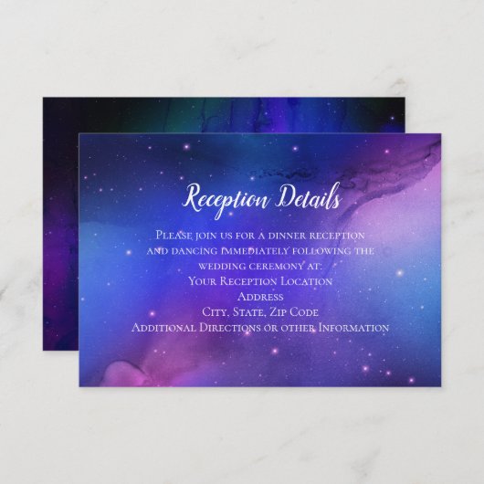 Lila Nebula Celestial Art Weltraum Hochzeit Begleitkarte (Vorne/Hinten)