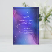 Lila Nebula Celestial Art Weltraum Hochzeit Einladung (Stehend Vorderseite)