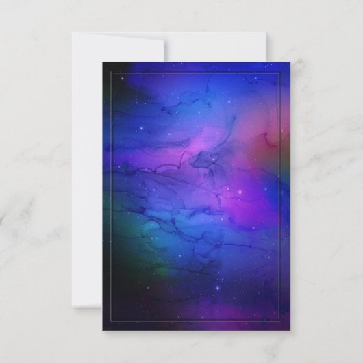 Lila Nebula Celestial Art Weltraum Hochzeit Einladung (Rückseite)