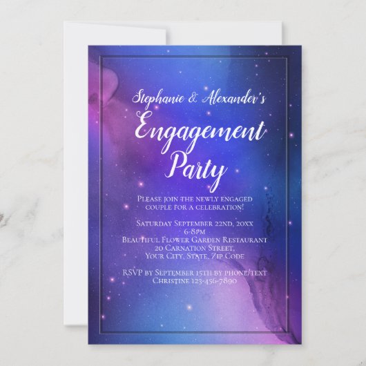 Lila Nebula Celestial Art Weltraum Hochzeit Einladung (Vorderseite)
