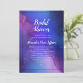 Lila Nebula Celestial Art Weltraum Hochzeit Einladung (Stehend Vorderseite)