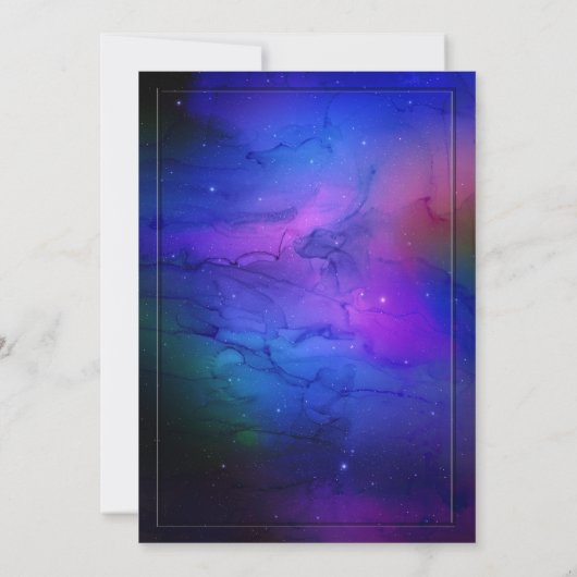 Lila Nebula Celestial Art Weltraum Hochzeit Einladung (Rückseite)