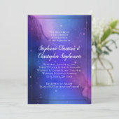 Lila Nebula Celestial Art Weltraum Hochzeit Einladung (Stehend Vorderseite)