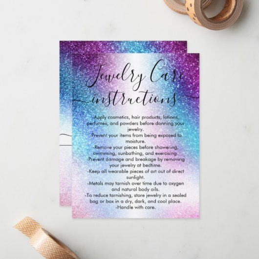 Lila Nebula Galaxy Glitzer Juwelierpflegekarte Mitteilungskarte (Vorderseite/Rückseite Beispiel)