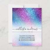 Lila Nebula Galaxy Glitzer Juwelierpflegekarte Mitteilungskarte (Rückseite)