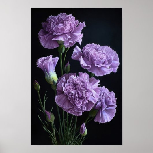 Lila Nelken Blume Art Print Poster (Vorne)